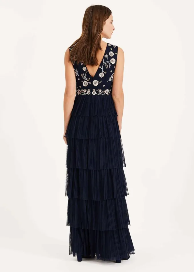 Phase Eight Cordelia Tiered Maxi Dress Navy Women Dresses