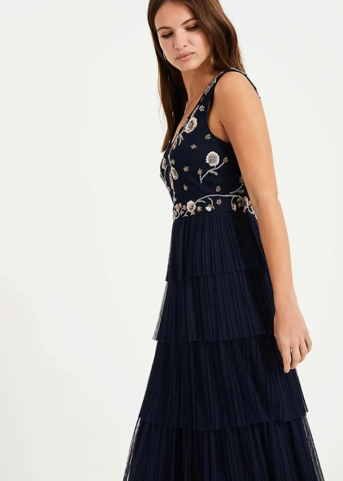 Phase Eight Cordelia Tiered Maxi Dress Navy Women Dresses