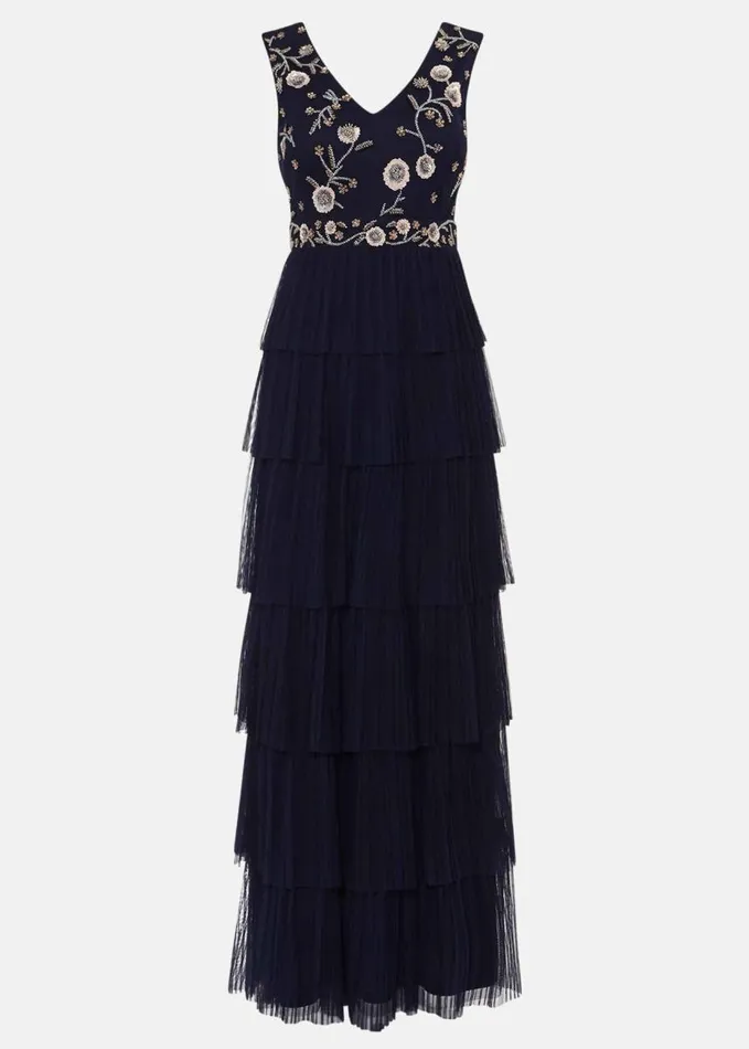 Phase Eight Cordelia Tiered Maxi Dress Navy Women Dresses