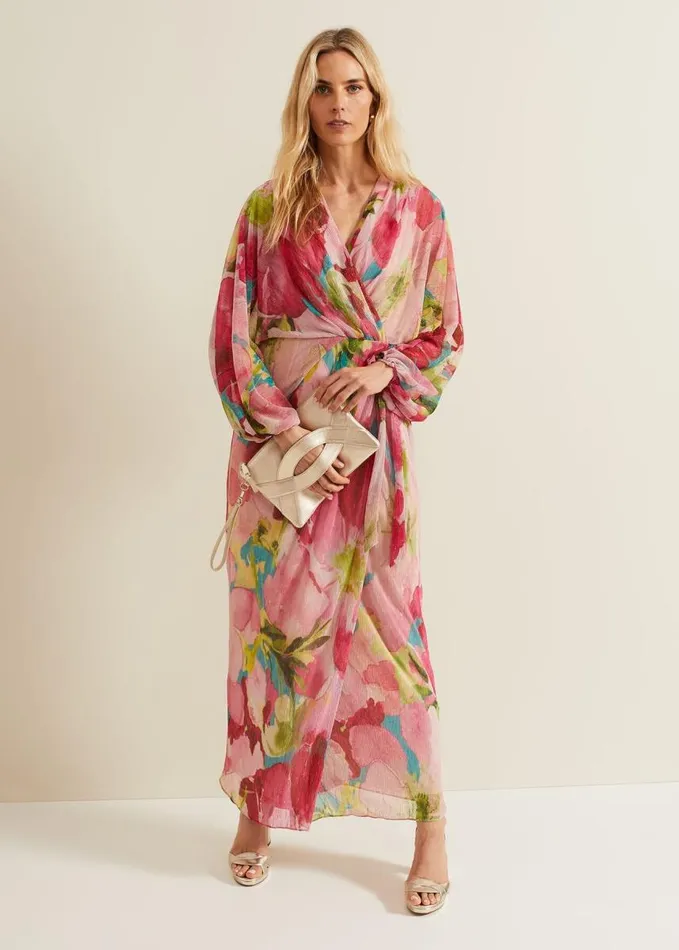 Phase Eight Cosmina Pleat Shimmer Maxi Dress Multicoloured Women Dresses