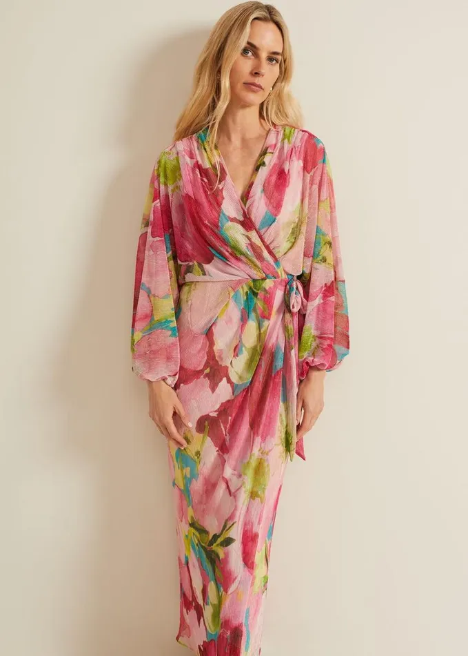 Phase Eight Cosmina Pleat Shimmer Maxi Dress Multicoloured Women Dresses
