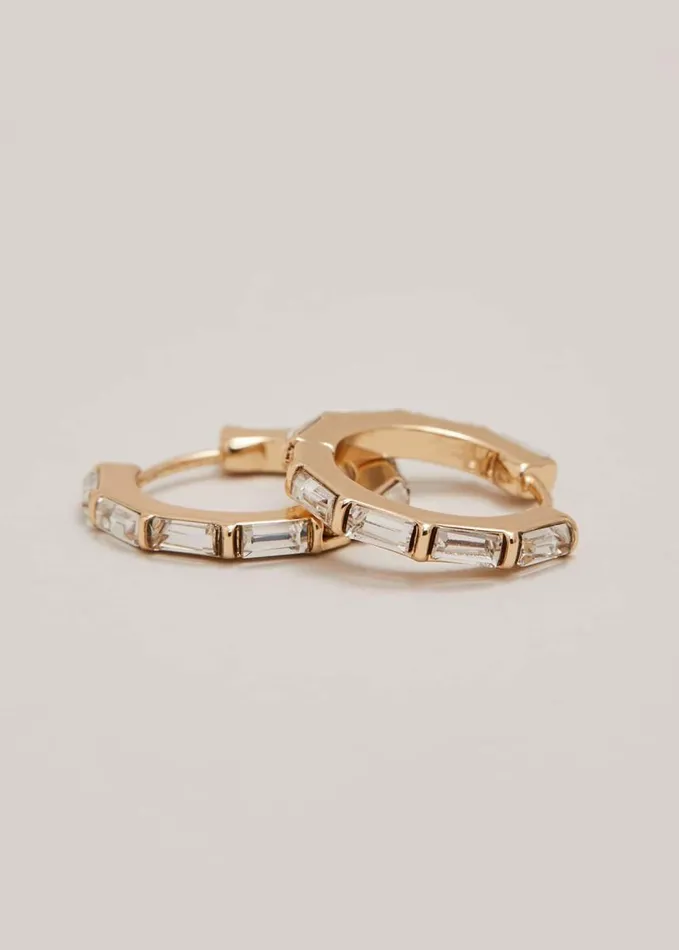 Phase Eight Crystal Embellished Mini Hoop Gold Women Jewellery