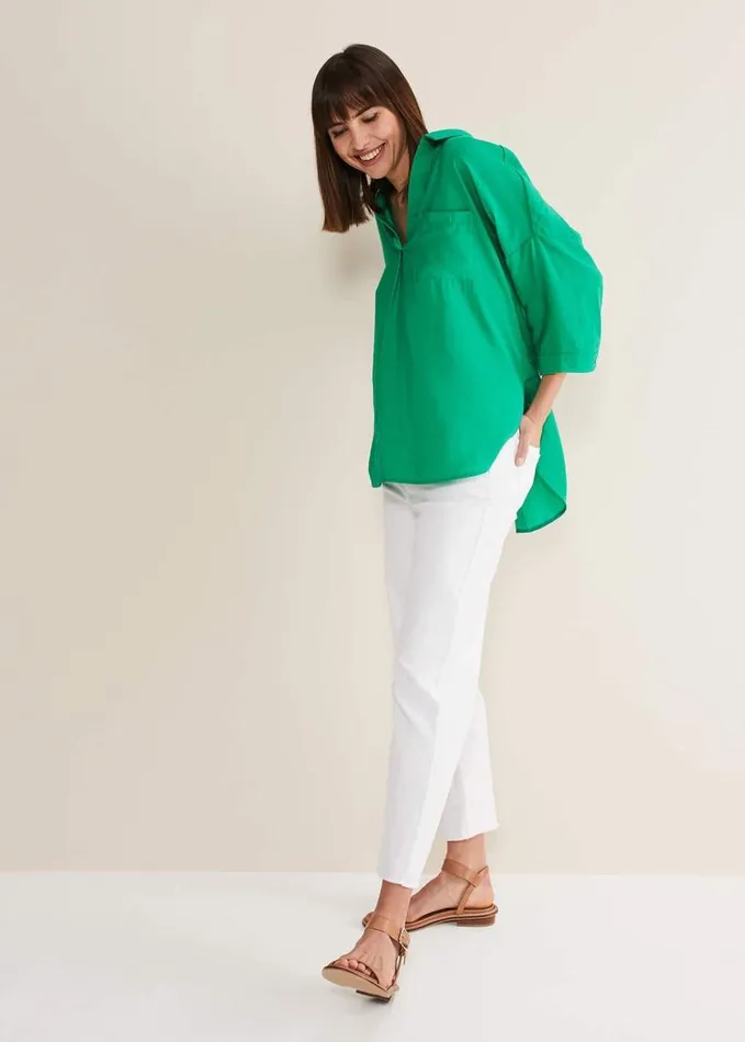 Phase Eight Cynthia Longline Shirt Green Women Shirts and Blouses