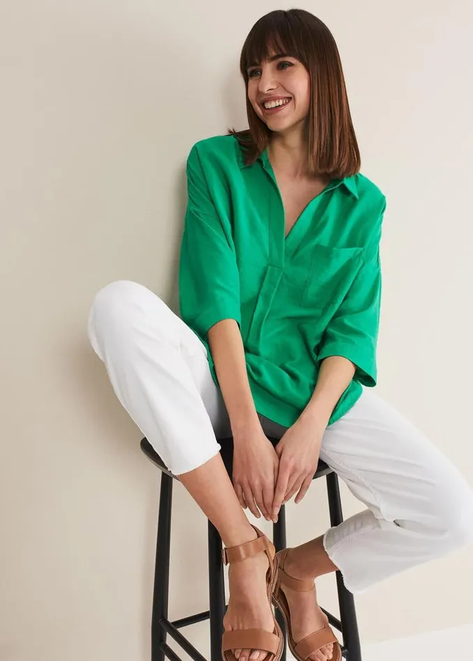 Phase Eight Cynthia Longline Shirt Green Women Shirts and Blouses