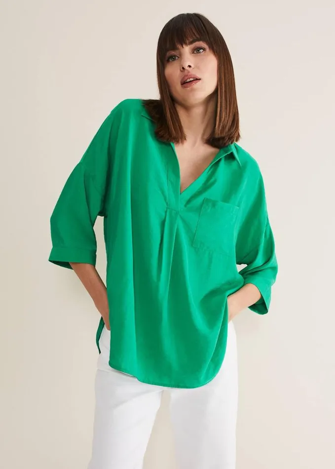 Phase Eight Cynthia Longline Shirt Green Women Shirts and Blouses