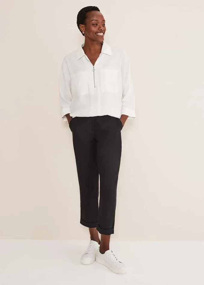 Phase Eight Cynthia Zip Front Shirt White Women Shirts and Blouses
