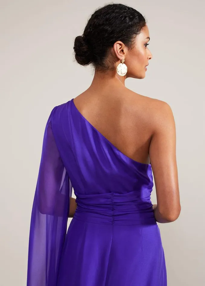 Phase Eight Darby Silk One Shoulder Maxi Dress Purple Women Dresses