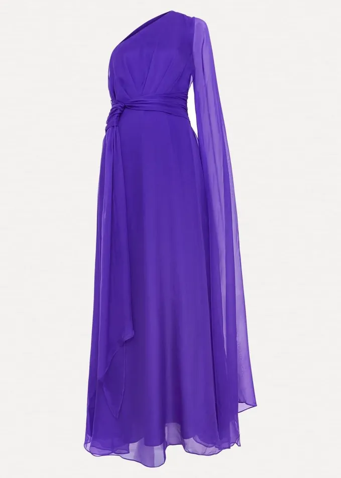 Phase Eight Darby Silk One Shoulder Maxi Dress Purple Women Dresses