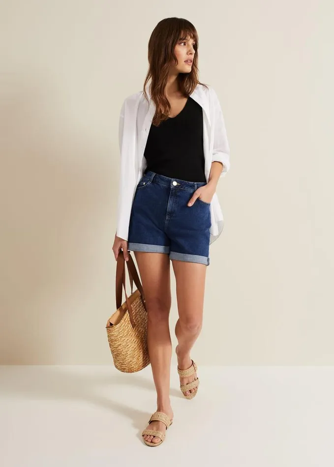 Phase Eight Denise Denim Shorts Mid Wash Blue Women Trousers
