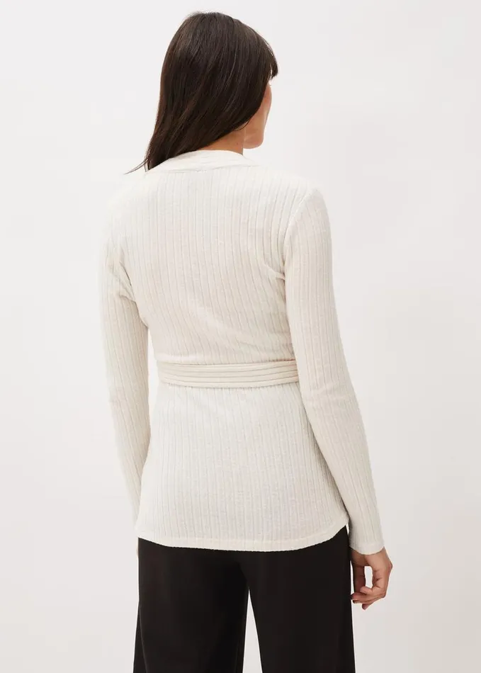 Phase Eight Deona Ribbed Wrap Top Cream Women Tops and TShirts