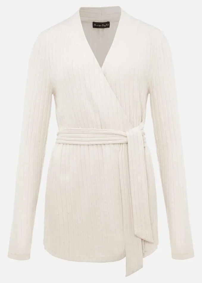 Phase Eight Deona Ribbed Wrap Top Cream Women Tops and TShirts