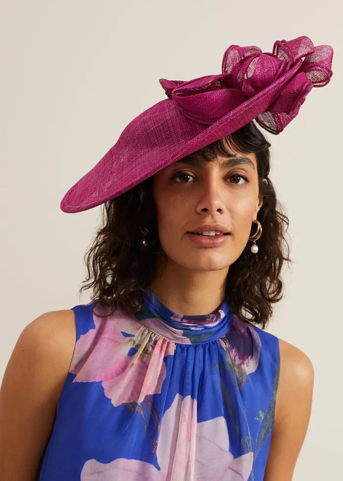 Phase Eight Double Bow Round Disc Fascinator Pink Women Fascinators and Hats
