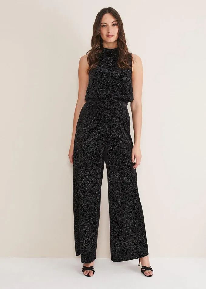 Phase Eight Dove Glitter Velvet Trouser Blackmulti Women Trousers