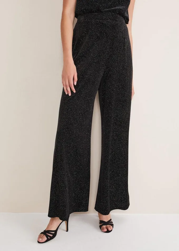 Phase Eight Dove Glitter Velvet Trouser Blackmulti Women Trousers