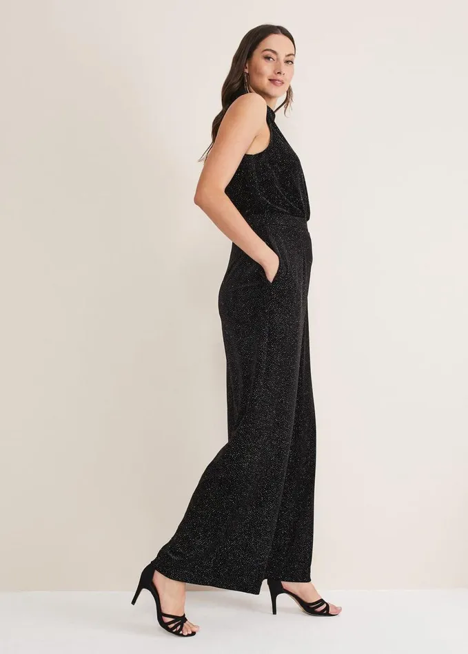 Phase Eight Dove Glitter Velvet Trouser Blackmulti Women Trousers
