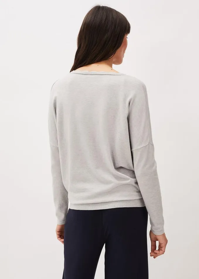 Phase Eight Dua Fine Knit VNeck Jumper Grey Marl Women Knitwear