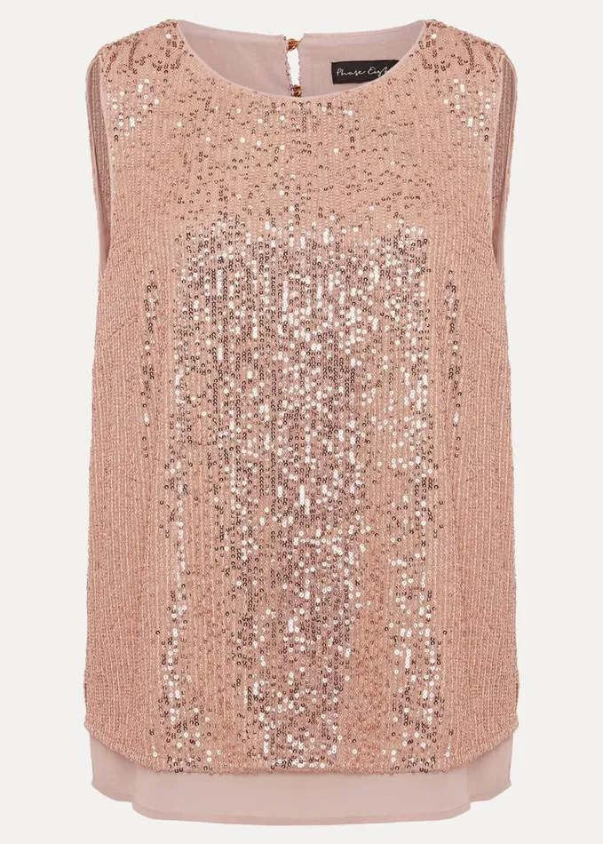 Phase Eight Dulcie Sequin Top Soft Pink Women Shirts and Blouses