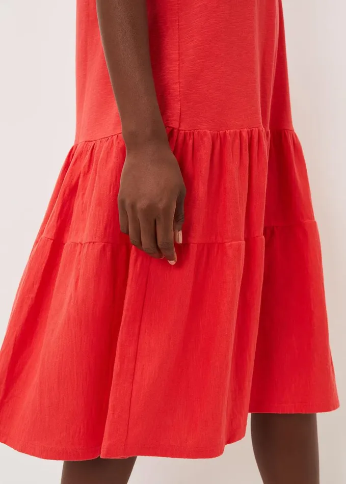 Phase Eight Elizebeth Cotton Tiered Midi Dress Chilli Red Women Dresses