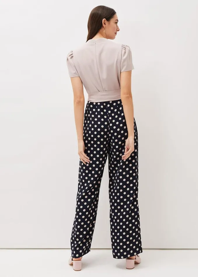 Phase Eight Eloise Spot Print Wide Leg Jumpsuit Navytaupe Women Dresses