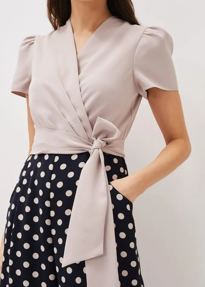Phase Eight Eloise Spot Print Wide Leg Jumpsuit Navytaupe Women Dresses