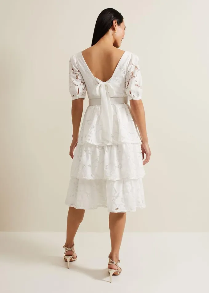 Phase Eight Elyse Lace Tiered Wedding Dress Ivory Women Dresses