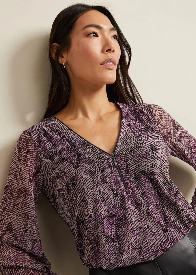 Phase Eight Elyza Snake Mesh Print Top Multicoloured Women Tops and TShirts