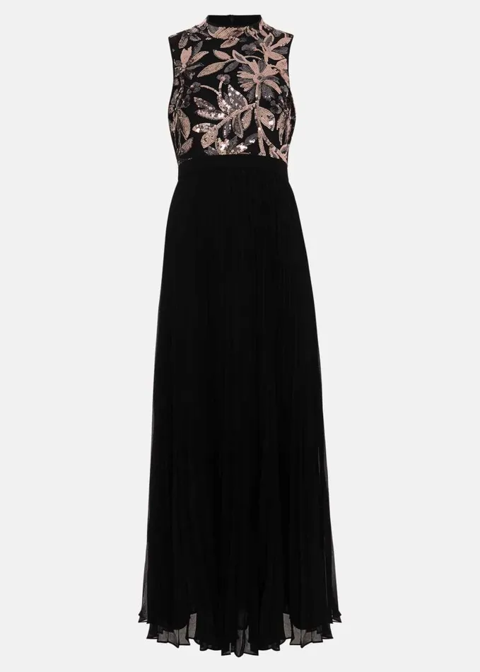 Phase Eight Emalise Sequin Pleat Maxi Dress Blackmulti Women Dresses