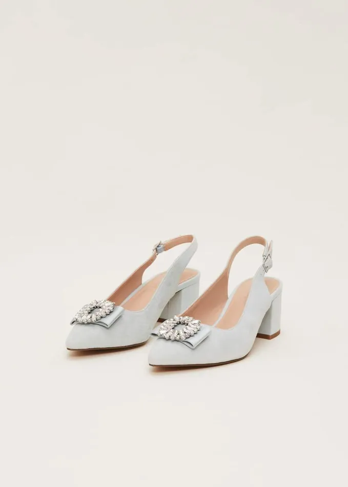 Phase Eight Embellished Block Heel Shoe Eau De Nil Women Occasion Shoes