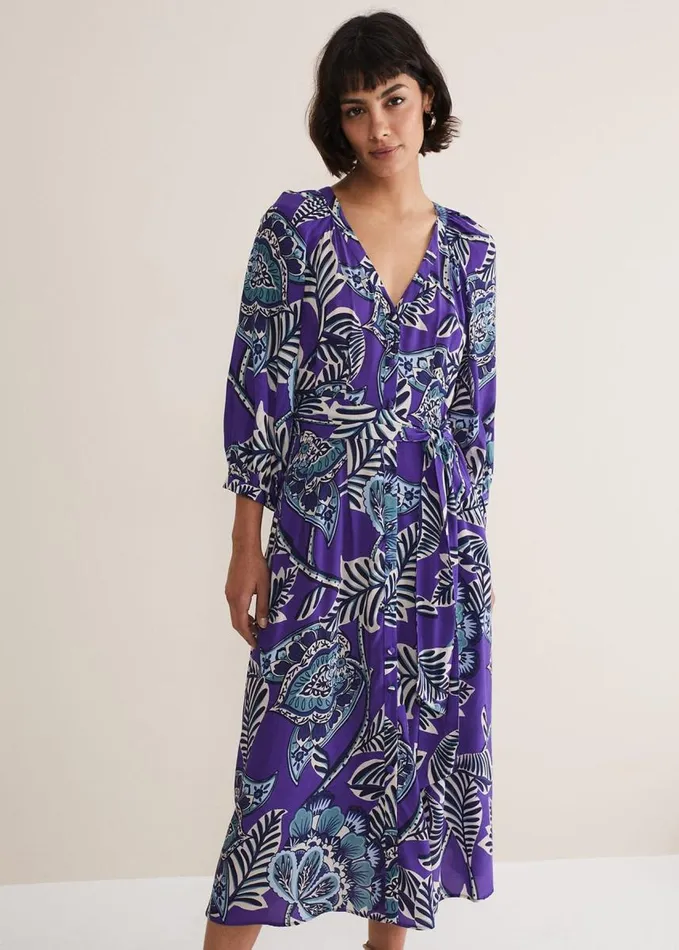 Phase Eight Erin Paisley Midi Dress Purple Women Dresses