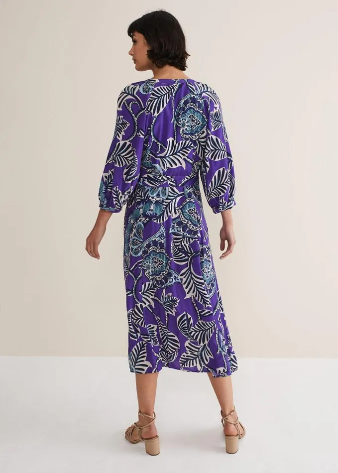 Phase Eight Erin Paisley Midi Dress Purple Women Dresses