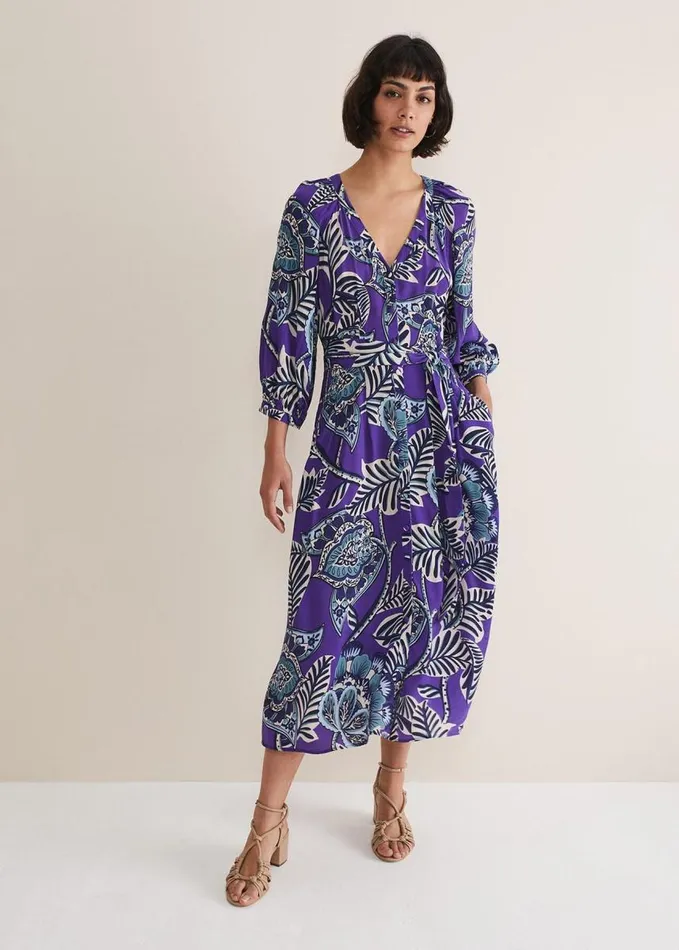 Phase Eight Erin Paisley Midi Dress Purple Women Dresses