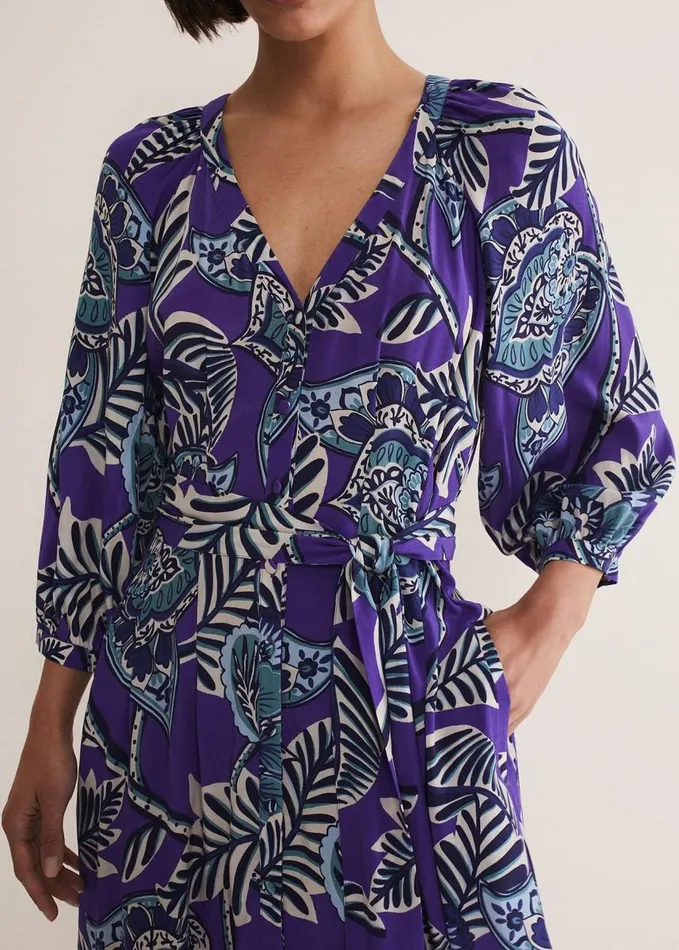 Phase Eight Erin Paisley Midi Dress Purple Women Dresses