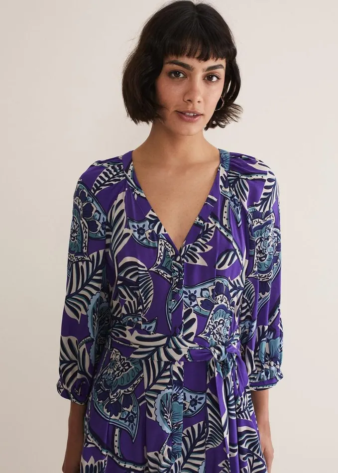 Phase Eight Erin Paisley Midi Dress Purple Women Dresses