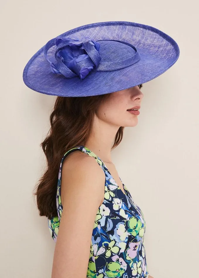 Phase Eight Feather Flower Large Disc Fascinator Foxglove Blue Women Fascinators and Hats