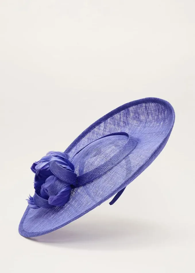 Phase Eight Feather Flower Large Disc Fascinator Foxglove Blue Women Fascinators and Hats