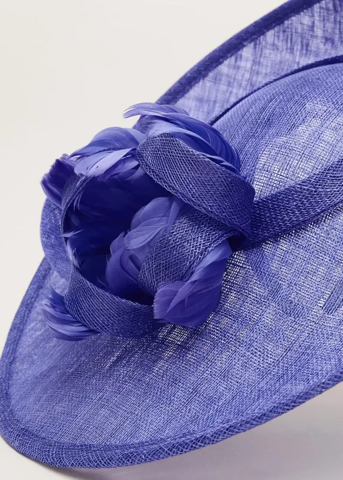 Phase Eight Feather Flower Large Disc Fascinator Foxglove Blue Women Fascinators and Hats