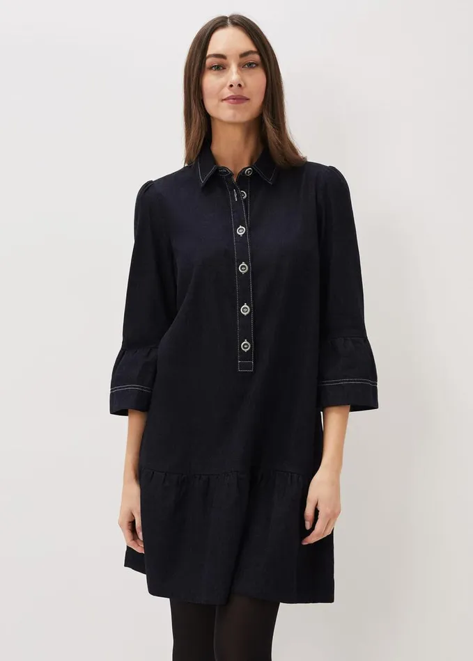 Phase Eight Fleur Denim Shift Dress Indigo Women Dresses
