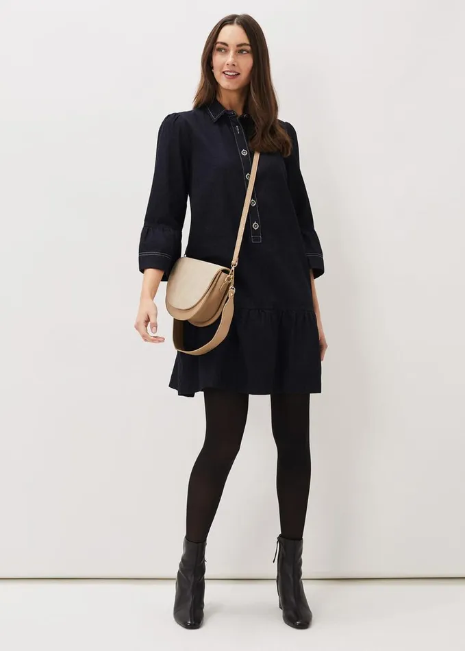 Phase Eight Fleur Denim Shift Dress Indigo Women Dresses