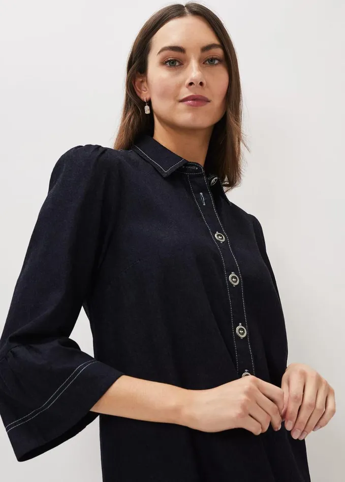 Phase Eight Fleur Denim Shift Dress Indigo Women Dresses