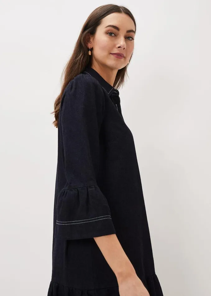 Phase Eight Fleur Denim Shift Dress Indigo Women Dresses