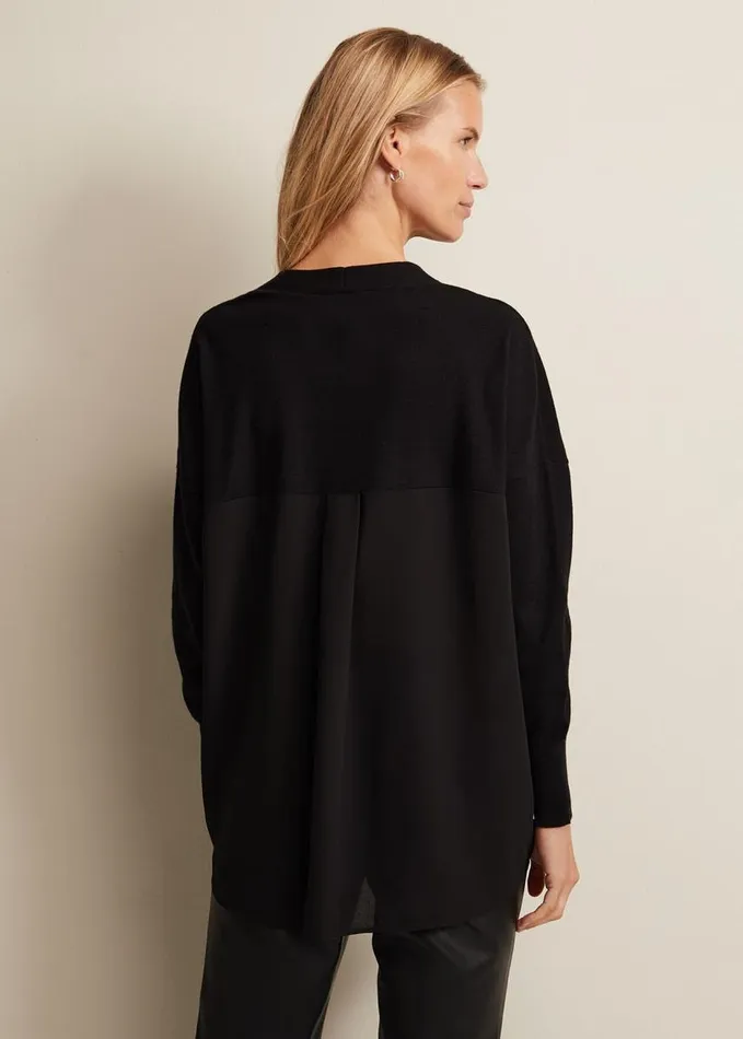 Phase Eight Flora Black VNeck Fine Knit Top Black Women Knitwear