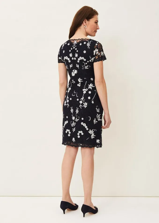 Phase Eight Floris Embroidered Shift Dress Navyivory Women Dresses
