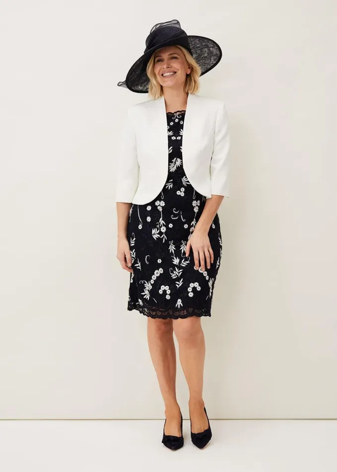 Phase Eight Floris Embroidered Shift Dress Navyivory Women Dresses