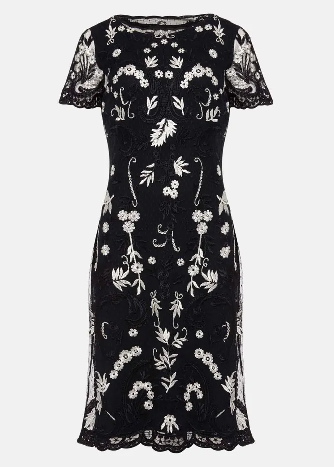 Phase Eight Floris Embroidered Shift Dress Navyivory Women Dresses