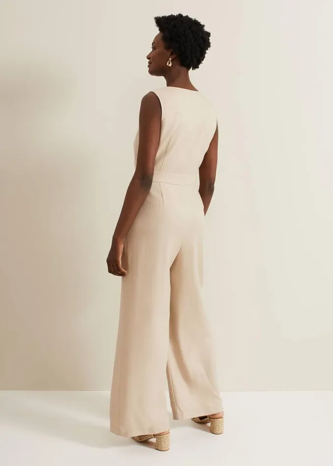 Phase Eight Fraya Zip Front Jumpsuit Stone Women Dresses
