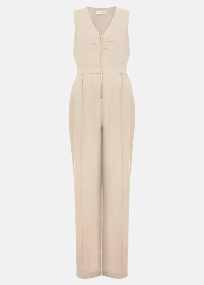 Phase Eight Fraya Zip Front Jumpsuit Stone Women Dresses