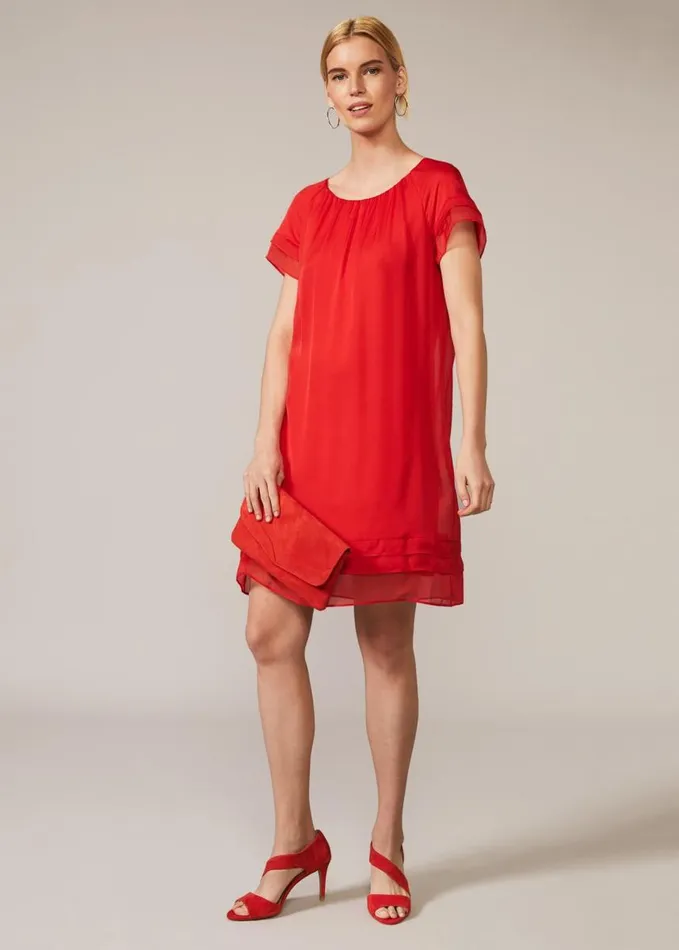 Phase Eight Freesia Silk Dress Tango Red Women Dresses
