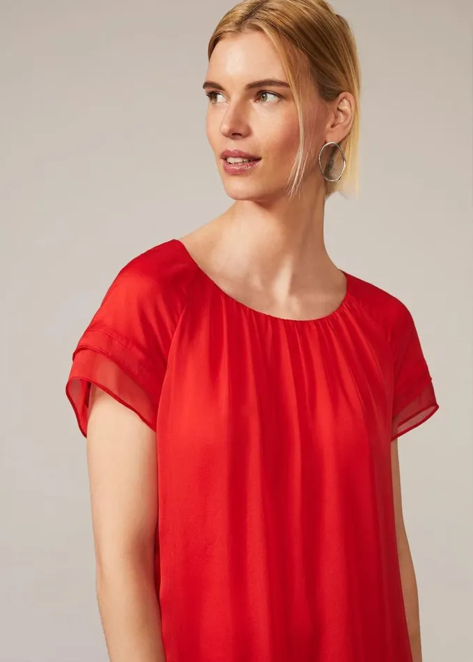 Phase Eight Freesia Silk Dress Tango Red Women Dresses