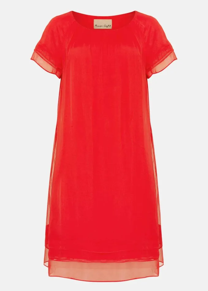 Phase Eight Freesia Silk Dress Tango Red Women Dresses