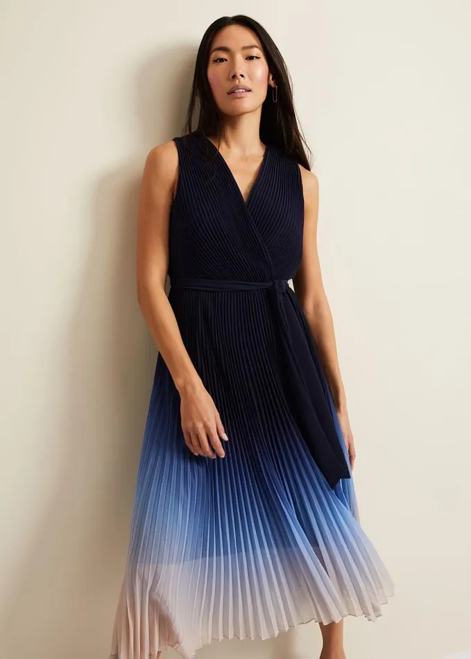 Phase Eight Freya Ombre Pleat Midi Dress Multicoloured Women Dresses